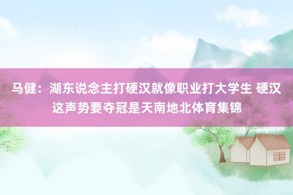 马健：湖东说念主打硬汉就像职业打大学生 硬汉这声势要夺冠是天南地北体育集锦