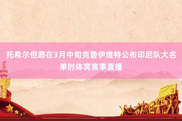 托希尔但愿在3月中旬克鲁伊维特公布印尼队大名单时体育赛事直播
