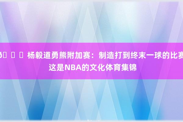 👀杨毅道勇熊附加赛：制造打到终末一球的比赛 这是NBA的文化体育集锦