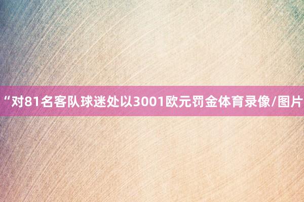 “对81名客队球迷处以3001欧元罚金体育录像/图片