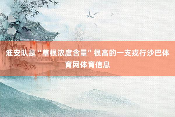 淮安队是“草根浓度含量”很高的一支戎行沙巴体育网体育信息