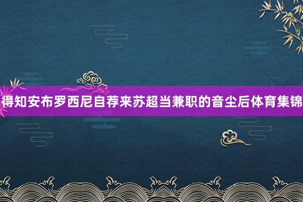 得知安布罗西尼自荐来苏超当兼职的音尘后体育集锦