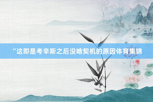 “这即是考辛斯之后没啥契机的原因体育集锦
