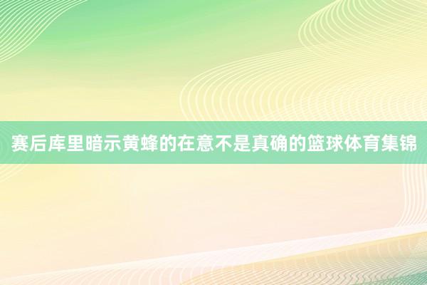 赛后库里暗示黄蜂的在意不是真确的篮球体育集锦