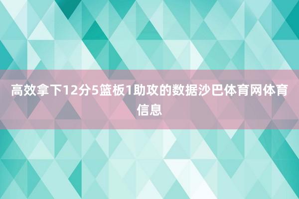 高效拿下12分5篮板1助攻的数据沙巴体育网体育信息