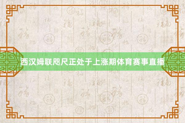 西汉姆联咫尺正处于上涨期体育赛事直播