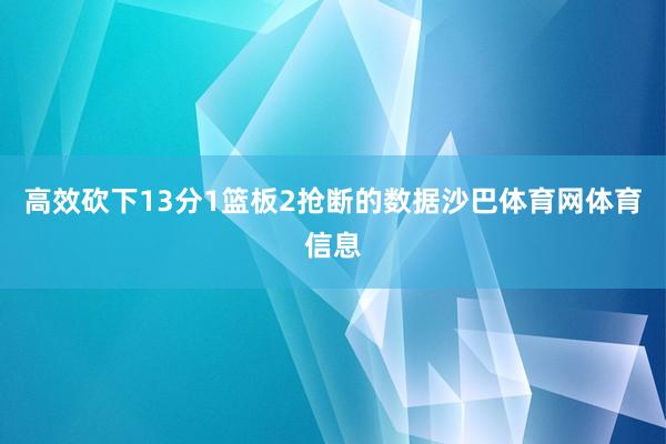 高效砍下13分1篮板2抢断的数据沙巴体育网体育信息